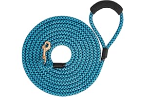 FEILING Tressé Laisse Longue Dressage pour Chien Plomb Premium Corde éducative Retriever Corde Animalerie Course à Pied Entraînement Laisse pour Petites Moyen Gros Chien (5M, Bleu 12mm)