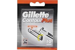 Gillette ContourPlus Rasierklingen für Rasierer Herren, 10 Ersatzklingen für Nassrasierer mit schwenkbarer Doppelklinge