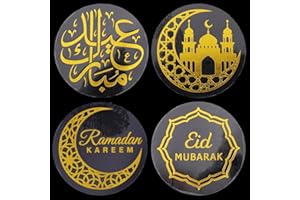 GEBETTER 120 pcs Eid Mubarak Clear Seal Stamp Stickers Gold Ramadan Kareem Envelope Seal Stamp Labels Self-Adhesive Eid Mubarak Sealing Stickers for Eid Cards Ramadan Gifts DIY Crafts Decorations