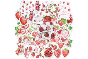 SHANFAA 46 Stück Erdbeer Aufkleber,Mini Größe niedliche Erdbeer Scrapbook Aufkleber,DIY Dekoration Aufkleber Set für Reisekoffer, Laptop, Planer, Kalender, Scrapbook, Koffer, Notebooks, Journal