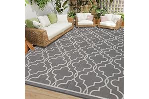 Cekene Alfombra Exterior Terraza Plastico Gris 180x270cm Polipropileno Alfombra de Exterior Lluvia Barata Alfombra Camping Suelo Impermeable para Terraza Balcón Jardin Pícnic Patio