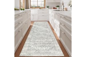 Homcomodar Tappeto Cucina Antiscivolo Lavabile 80x300cm Grigio Beige Tappeto Corridoio Lungo Morbido Tappeti Persiani per Ingresso Interno