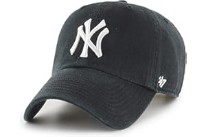 47 MLB New York Yankees Clean Up, berretto da baseball unisex, cinturino regolabile e fibbia, logo bianco, colore nero