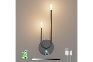 Aipsun Akumulatorowa lampa ścienna do wnętrz, antracytowa, magnetyczna, dotykowa 3000 K, bezprzewodowa lampa ścienna, nowoczesna do sypialni, salonu, korytarza, klatki schodowej