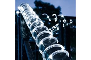 Solar Rope Lights,DINOWIN 100 LEDs 39ft/12M Waterproof Copper Wire Lights Tube, Outdoor Rope Lights for Garden Yard Path Fence Tree Wedding Party Decorative (White)