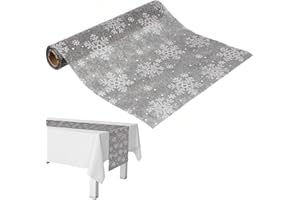VALICLUD Christmas Table Runner Snowflake Xmas Table Runner Festival Holiday Dining Table Decoration Silver 275*28CM