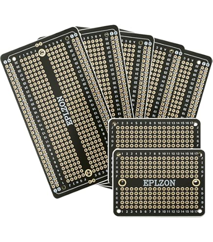 ElectroCookie Prototype PCB Soldeerbare broodplank voor elektronische projecten, compatibel voor doe-het-zelf Arduino soldeerprojecten, verguld (5 stuks 1 mini-bord, mat zwart