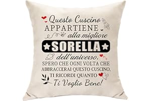 Hasodeo Original Sorella Copricuscino 45X45CM Sorella Idee Regali da Fratello Questo Cuscino Appartiene alla Migliore Sorella dell'Universo Idea Regalo di Compleanno Decorazione Keepsake (Sorella)