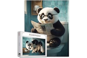 TUCOCOO Tucoco Store Puzzle de panda avec journal assis sur un siège de toilettes 1 000 pièces, pour adultes, puzzle de bricolage coloré pour la décoration de la maison, jeu difficile pour les activités