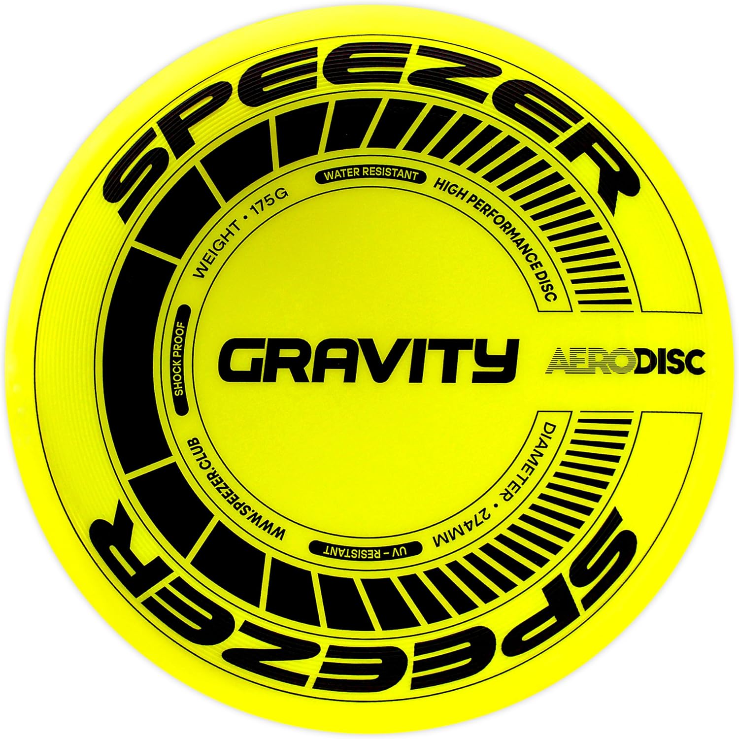 SPEEZER Frisbee Gravity 175 g – El disco de lanzamiento profesional amarillo neón es el juego divertido para deportes al aire libre – Disco de frisbee para niños y adultos – Ultimate Flying Disc