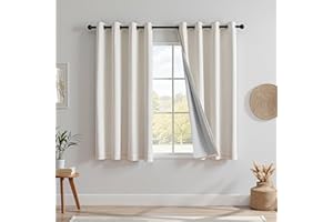 MYSKY HOME Vorhang 100% Blickdicht Gardinen mit Ösen Verdunklungsvorhänge Leinen-Mischung Thermovorhang Kälteschutz Hitzeschutz vorhänge für Schlafzimmer 2er Set H 160 x B 140 cm, Hellbeige