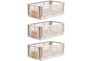 Brandsseller Składane pudełka składane L zestaw 3 sztuki stabilny stosowalny koszyk na zakupy kosz transportowy pudełko do przechowywania - naturalny