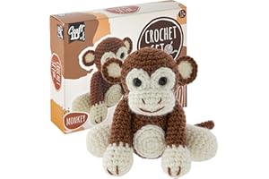 Craft ID Kit de Crochet pour Débutants Coffret Amigurumi | Singe | Pack d'Aiguilles de Tricot à Crocheter pour Enfants et Adultes | Tricoter des Peluches
