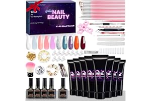 Lubibi Kit di extension per unghie con smalto semipermanente in gel, manicure e nail art, top coat e primer fai da te