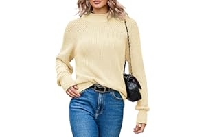 Zeagoo Sweter damski z dzianiny, elegancki sweter z golfem, na jesień i zimę, gruby sweter z dzianiny, oversize, długi rękaw, swobodna bluza