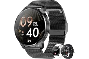Erkwei Smartklocka för kvinnor med telefonfunktion 1,32 tum HD-pekskärm, fitnessklocka, stegräknare, personaliserat klockskärm, pulsmätare, SpO2, sömnmonitor, fitnesstracker för iOS och Android