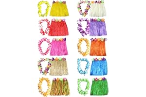I LOVE FANCY DRESS LTD Set di 2 pezzi con gonna hawaiana + lei, set di accessori per travestimento da 40 cm, costume da Hawai Hula Luau, per feste in spiaggia (naturale)
