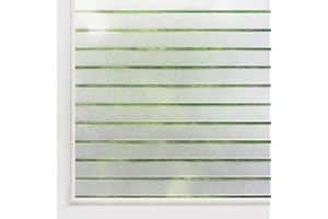 rabbitgoo Pellicola per Vetri Finestre Privacy con Motivo a Strisce 90x400cm, Pellicole Adesivo Satinata Opaca Decorativa, Pellicola Privacy Finestre Non Adesiva per Ufficio, Cucina e Casa