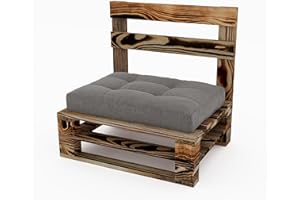 Lermowood Palettenmöbel Mpe Bank 80 x 80 cm Geflammt | Europaletten Indoor und Outdoor Lounge Gartenmöbel Holz Gartenmöbel Set Lounge Möbel Terrasse Balkon Loft Stil Paletten