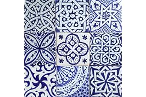 Orientalische Fliesen Mix 10x10 cm blau weiß 9er Packung handbemalte marokkanische Fliesen Patchwork Kunsthandwerk aus Marokko Wandfliesen für schöne Küche Dusche Badezimmer HBF8400