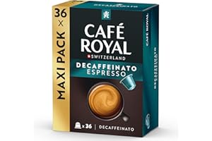 Café Royal 36 Espresso Decaffeinato Nespresso®* kompatybilne kapsułki z aluminium - intensywność 3/10 - duże opakowanie 36 kapsułek kawy - certyfikat UTZ - kompatybilne z ekspresami do kawy Nespresso®*
