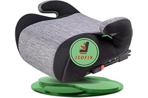 WALSER Kinder Sitzerhöhung Auto ISOFIX, bequemer Kindersitz Auto 125-150 cm leicht waschbar, Kindersitzerhöhung Auto Raffi neueste Norm ECE R 129, Sitzerhöhung Auto Kindersitz grau/schwarz