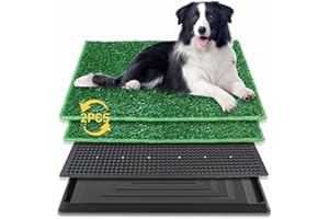 BRIAN & DANY 76 X 51cm Inodoro para Perros de Césped Artificial, Meadero para Perros con 2 Tapete de Césped para Reemplazar