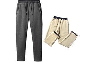 Jamron Uomo Foderati in Pile Sherpa Pantaloni della Tuta da Jogging con 2 Tasche con Cerniera (S-6XL, 2 Stili di Fondo)