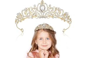 QAESTUAN Questran Corona Nuziale, Coroncina Compleanno, Tiara Corona di Cristallo, Strass Diadema Nuziale, Cristallo dei Capelli Matrimonio Tiara, per Compleanni, Feste, nozze, Pageant Prom (Oro)