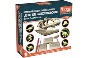EXPLORA SCIENCES EXPLORA - Dinosaures Phosphorescents - Kit De Paléontologue - 039400 - Plâtre à Creuser - Kit de Découverte - Jeu pour Enfant - Scientifique - Éducatif - Aventure - Jouet - À Partir de 5 Ans