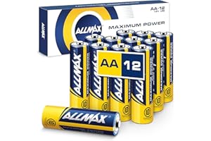 Allmax AA Mignon (LR6) Maximum Power Alkaline Doppel-A-Batterien (12 Stück) – Ultra-Langlebigkeit, auslaufsicheres Design, 10 Jahre Haltbarkeit, maximale Leistung (1,5 V)