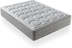 LUXIABED Colchon 135x190 Muelles Ensacados Dual: Caras Diferenciadas. Confort + Firmeza Media MemorySens. Higiénico y Transpirable. Individual Color Gris. Modelo Royal Fresh Altura 32 cm