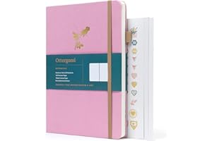 Ottergami Bullet Journal Notizbuch gepunktet - Hochwertiges, sehr dickes Papier mit 180 g/m² und 128 Seiten - Botanical Notizbuch B5 dotted Bulletjournal mit Punktraster, Stickern & Stoffeinband