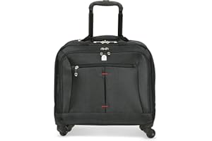 Tassia Roller Bag - Wheeled Laptop Bag - Black Hand Luggage Case - Business Briefcase Large with Large Storage - 4 Wheel Spinner Cabin Luggage for Men & Women - Roller Case for Travel or Business