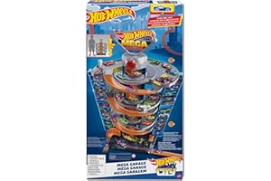 Hot Wheels- City Mega Garage Twist Playset con Ascensore a Spirale e Oltre 60 Posti Auto, Include 1 Macchinina in Scala 1:64, Giocattolo per Bambini 4+ Anni, GTT95