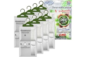 TECH IT EVOLUTION Deumidificatore Armadio Profumato al Pino 8 Pack x 230g-500ml Sacchetti Deumidificatori Antimuffa Assorbi Umidità Elimina Umidità e Cattivi Odori per Armadi, Camere Da Letto, Bagno Cucina