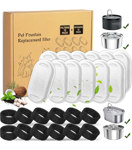PewinGo Filtri Fontanella Per Gatti 8 Pezzi,Filtro Di Ricambio Per Fontana Per Gatti, Tripla Filtrazione Soddisfa Le Esigenze Di Sostituzione Di 2-4 Mesi