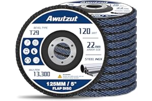 AWUTZUT Dischi lamellari 125mm Grana 120 per Smerigliatrice il Ferro Legno Dischi Abrasivi 12 Pezzi