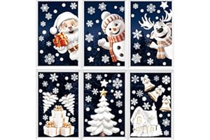 Inreeme Vetrofanie Natalizie per Finestre 9 Fogli - Adesivi Natalizi per Finestre Riutilizzabile, Vetrofania Natale per Vetrine Rimovibile, Decorazioni Natalizie Addobbi Natalizi per Casa e Negozi