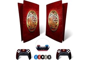 MaD Vision® Extra-Durable Skin Set per PS5 Digital + 5 Paia di Aiming Rings | Pellicola Adesiva in Vinile Opaco per PlayStation 5 + 2 Controllers - per Milan Design