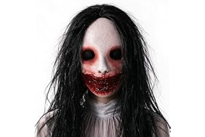 SelfTek Halloween skräck mask med hår för vuxna | Original patenterad läskig kvinnlig spökmask, latex andas, realistisk skräm