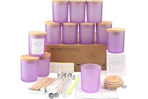 MILIVIXAY 12 Pack 12 OZ Matte Purple Glass Candle Jars with Lids and Candle Making Kits - Bulk Empty Candle Jars for Making Candles - Spice, Powder Containers.