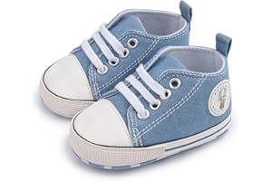 BAIELEY WALK IN THE CLOUDS Baby Boys Girls Infant Canvas Sneakers High Top Lace up Newborn First Walkers Cribster Shoe