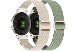 EverAct 2 Stück Nylon Armband für Garmin Lily 2,14mm elastisches Nylon weiche Schleife Gurte Quick Release Ersatz verstellbares Armband für Lily 2 Classic/Active Smart Watch Zubehör für Frauen