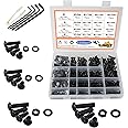 huruirui M2 M3 M4 M5 Nuts and Bolts Washers Assorted Set,1180pcs Black Hex Socket Head Cap Screws Bolts and Nuts Kit, Thread Machine Hex Bolt Set Fastener Repair Tools Assortment Kit