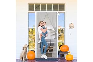CGUOZI Magnetic Screen Door, 170 x 220 cm Let Fresh Air in,Easy to Install Without Drilling Gray
