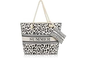 Teklemon Damen Strandtasche Große, XXL Canvas Shopper Schultertasche mit Innentasche, Reisetasche, Saunatasche, Umhängetasche, Tragetasche für Strand, Picknick, täglichen Gebrauch