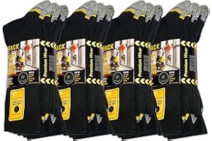 ASRL Men's Work Socks Pack Of 12 Breathable Resistant Design | Stretch Fit Heavy Duty Reinforced Heel and Toe.