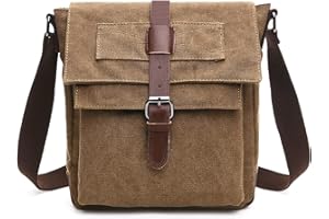 CHEREEKI Shoulder Bag Mens Canvas Messenger Bags for Men Everyday Multiple Pockets Satchel Vintage Bag with Adjustable Strap for Camera Tablet Phone Passport