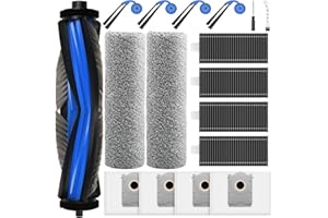 BISENKUD 17 Stück Zubehör für ECOVACS DEEBOT X9 PRO Omni Saugroboter, 4 Staubbeutel 4 Seitenbürste 4 Filter 1 Hauptbürste 2 Wischwalze 1 Reinigungsbürste 1 Schraubendreher